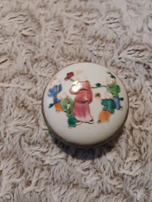 PETITE BOITE PORCELAINE CHINE CANTON 19°s CERAMIQUE ART ASIE ANCIEN DECO  - Photo 1/4