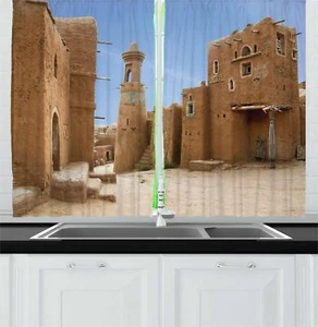 Desert Kitchen Curtains 2 Panel Set Window Drapes 55" X 39" by Ambesonne - Picture 1 of 12