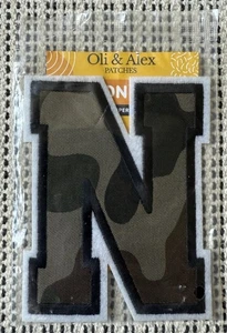 NEW Oil & Alex Camouflage Letter N Iron On Patch Sew On Varsity Embroidered - Picture 1 of 4