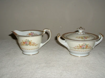 Noritake China Mystery #179 Sugar Bowl w/Lid & Creamer - Image 1 of 2