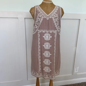 THML Embroidered Sleeveless Dress Women’s Small Mauve Pink Gauzy Lined Boho - Picture 1 of 10