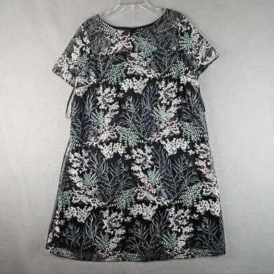 Lane Bryant Lace Dress Womens 14 to 16 Black Pink Floral Sheer Layered Shift - Image 1 of 4