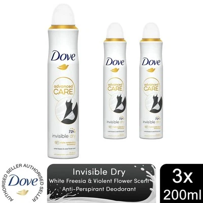 3x Dove Advanced Care Antiperspirant Deodorant Spray 72H Invisible Dry, 200 ml - Image 1 of 4