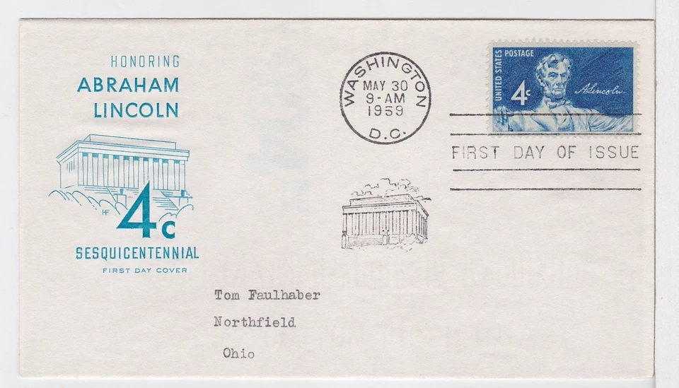 TurtlesTradingPost- Abraham Lincoln #1116 1959 House of Farnum FDC - Image 1 of 1