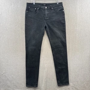 A.P.C. Jeans Para Hombre 34x35 Negro Desteñido Lavado Denim Pequeño Estándar Ajustado Recto - Imagen 1 de 18