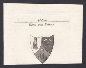 1820 Reiner Rainer Ritter Wappen Adel Blason Gravure Antique - Picture 1 of 1