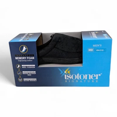 Zapatillas Isotoner Wallace de pana con capucha negras deslizables cómodas para hombre M 8-9 Foto 1 de 4