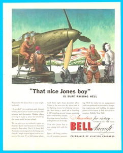 Bell Aircraft fighter pilot aviation Army Airacobra print ad 1943 WWII Buffalo - Picture 1 of 3