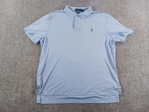 Polo Ralph Lauren Large Pima Soft Touch Mens Short Sleeve Polo Shirt Blue - Picture 1 of 8