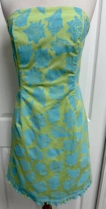 Vintage Lilly Pulitzer SZ 12 White Label Screen Printed Dress Kiwi Turquoise - Picture 1 of 12