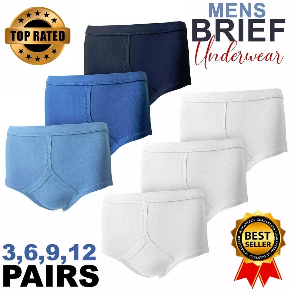 KNWER CLOTHING 3/6/9/12 Mens Y Fronts Underwear 100% Cotton Traditional Interlock Briefs S-5XL