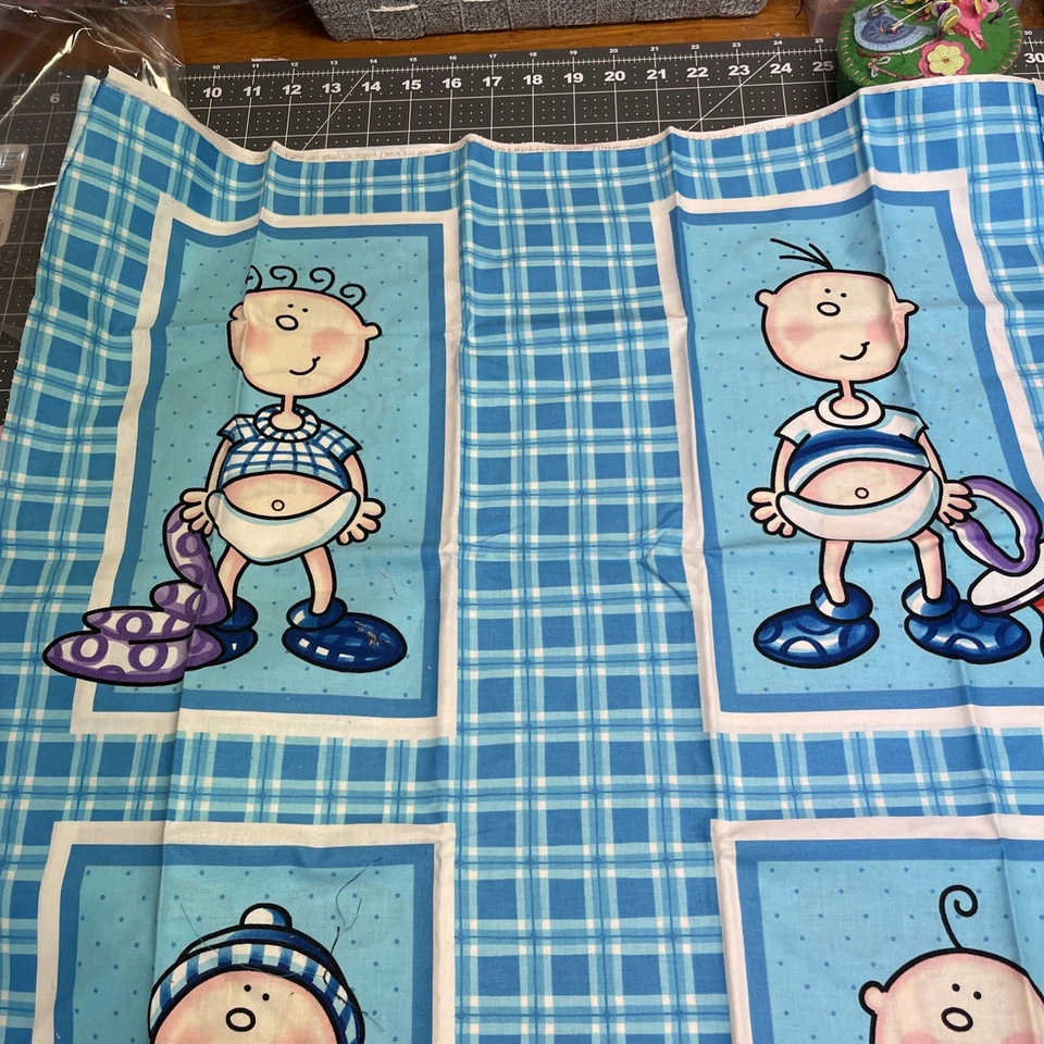 Moda Funny Babies Blue Panel And 2 Charm Packs - Image 1 of 4