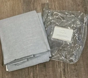 Pottery Barn Emery Gray Blue Linen Curtain Drape Blackout Grommet 50 x 84 Inches - Picture 1 of 5