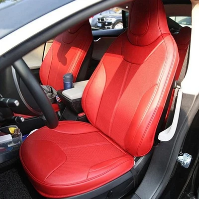 Taptes Custom Red Brushed Leather Seat Covers for Tesla Model S (2012–2014) - Image 1 of 4