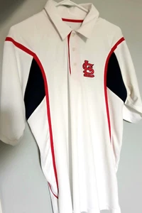 Majestic, ST Louis Cardinals  Red White Blue Polo Golf Shirt, Men's Medium (L) - Picture 1 of 8