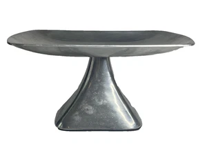 Pedestal Tray Contemporary Silver Aluminum Alloy 11” x 8” x 7” - Picture 1 of 10