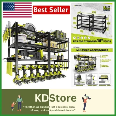 Heavy-Duty 4-Tier Power Tool Wall Organizer - 2 Pack - Image 1 of 4