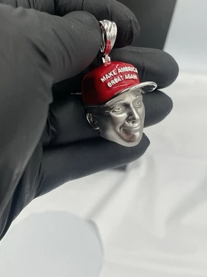 ¡¡Colgante cabeza Donald Trump de plata de ley 925!! ¡Rodio plateado con esmalte! Foto 1 de 3