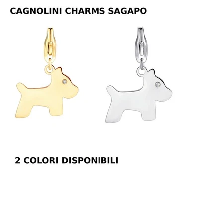 Charm Cane Donna Acciaio o Oro Sagapò Ciondolo Cagnolino con Cristallo Sagapo - Immagine 1 di 2