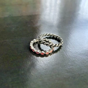 x 2 Pandora STERLING SILVER 925 Enamel Pink Ring Sz 52 Twist Ring Sz 54 Stacking - Picture 1 of 16