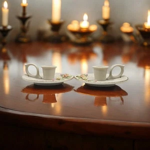 Lefton China 3D Rose Porcelain Chamberstick Candle Holders Floral Pair Japan - Picture 1 of 6