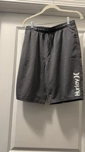 Hurley Boys Gray Swim Board Shorts w/briefs Drawstring Size L 18/20 - Picture 1 of 5
