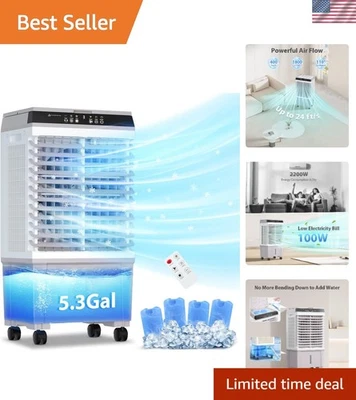 Enfriador de aire evaporativo portátil 1800 CFM - tanque de agua de 5,3 galones, control remoto Foto 1 de 4