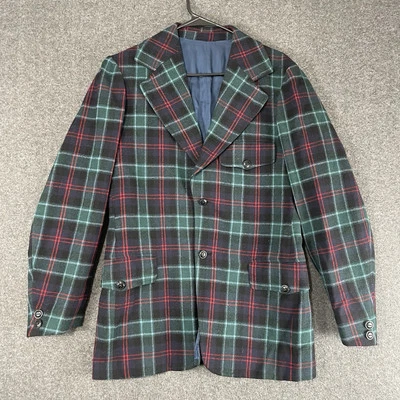 Vintage 1960s Pendleton Men Wool Plaid Field Mackinaw Cruiser Jacket Coat Sz 38 - Image 1 of 4