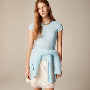 ¡NUEVO CON ETIQUETAS! J. Camiseta CREW Pointelle Manga Corta Camiseta Desteñida Como Nueva Azul Claro Mediana - Imagen 1 de 15