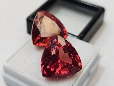 Par de piedras preciosas sueltas certificadas EGL mexicanas corte trillón ópalo de fuego naranja 33-34 quilates Foto 1 de 4