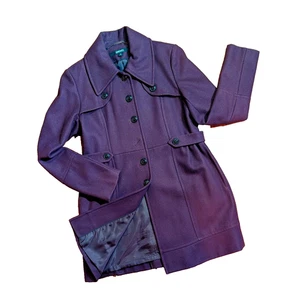 DKNY Damen Wolle mittellanger Automantel lila Größe 4/Sm UVP 330 $ - Bild 1 von 14