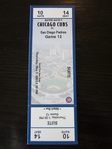 5/3/2001 Cubs v Padres RICKEY HENDERSON HOME RUN Wood Full Suite Ticket SOSA HR! - Picture 1 of 3