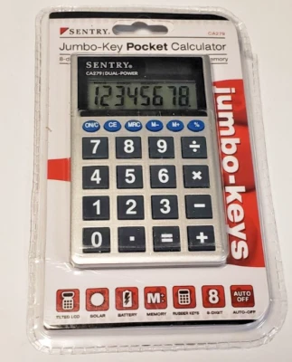 Sentry Jumbo Key Pocket Calculator Solar/ Battery Auto Off New Factory Sealed - Image 1 of 4