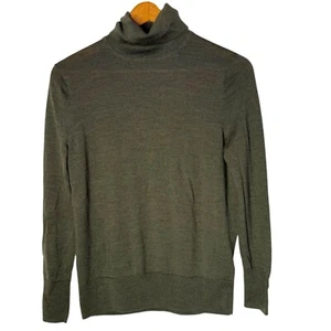 Suéter de cuello alto de lana merino GAP para mujer S verde militar manga larga tejido DEFECTUOSO - Imagen 1 de 10