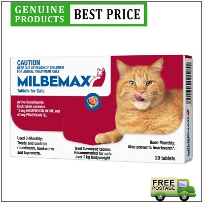 Milbemax Allwormer Tablets For Large Cats Over 2 Kg 20 Tablets - image 1 of 2