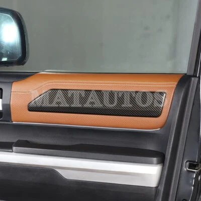 Cubierta interior del panel de la puerta del coche de fibra de carbono ABS para Toyota Tundra 2015-2021 Foto 1 de 4