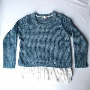 Knox Rose Shirt Donna 2X Maglione Maglia Blu Pizzo Frange Manica Lunga Pullover Top - Foto 1 di 12