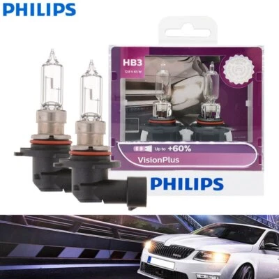 Philips HB3 9005 P20d VisionPlus Genuine Halogen Headlight Car Fog Bulb 12V 65W - Image 1 of 4