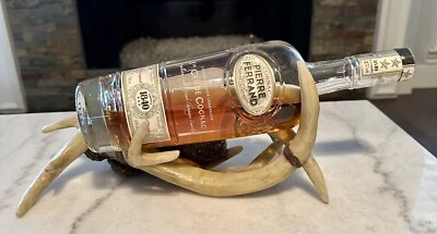Deer Antlers (faux) Wrapped In Leather Bottle Holder Shelf Sitter - Image 1 of 4