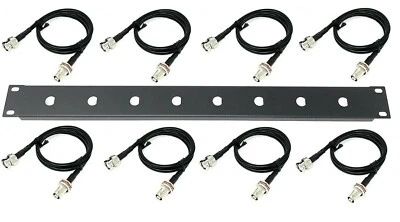 J&P 19" Antenna Re-location Rack Mount Kit 1U Front Panel 8 Hole Ports w/ 8 Cables