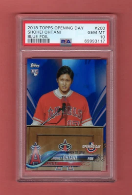 SHOHEI OHTANI 2018 TOPPS OPENING DAY BLUE FOIL SP ROOKIE RC PSA 10 GEM ANGELS - Image 1 of 2