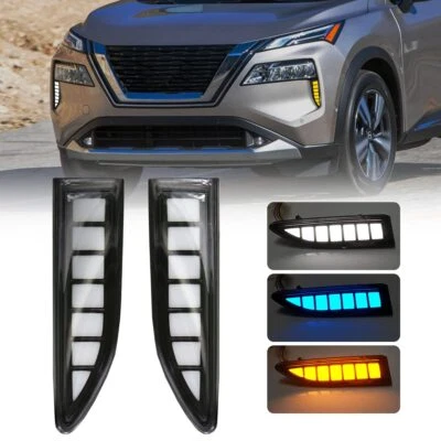 Para Nissan X-Trail Rogue 2021+ Faro antiniebla LED DRL luz de circulación diurna con giro Foto 1 de 4