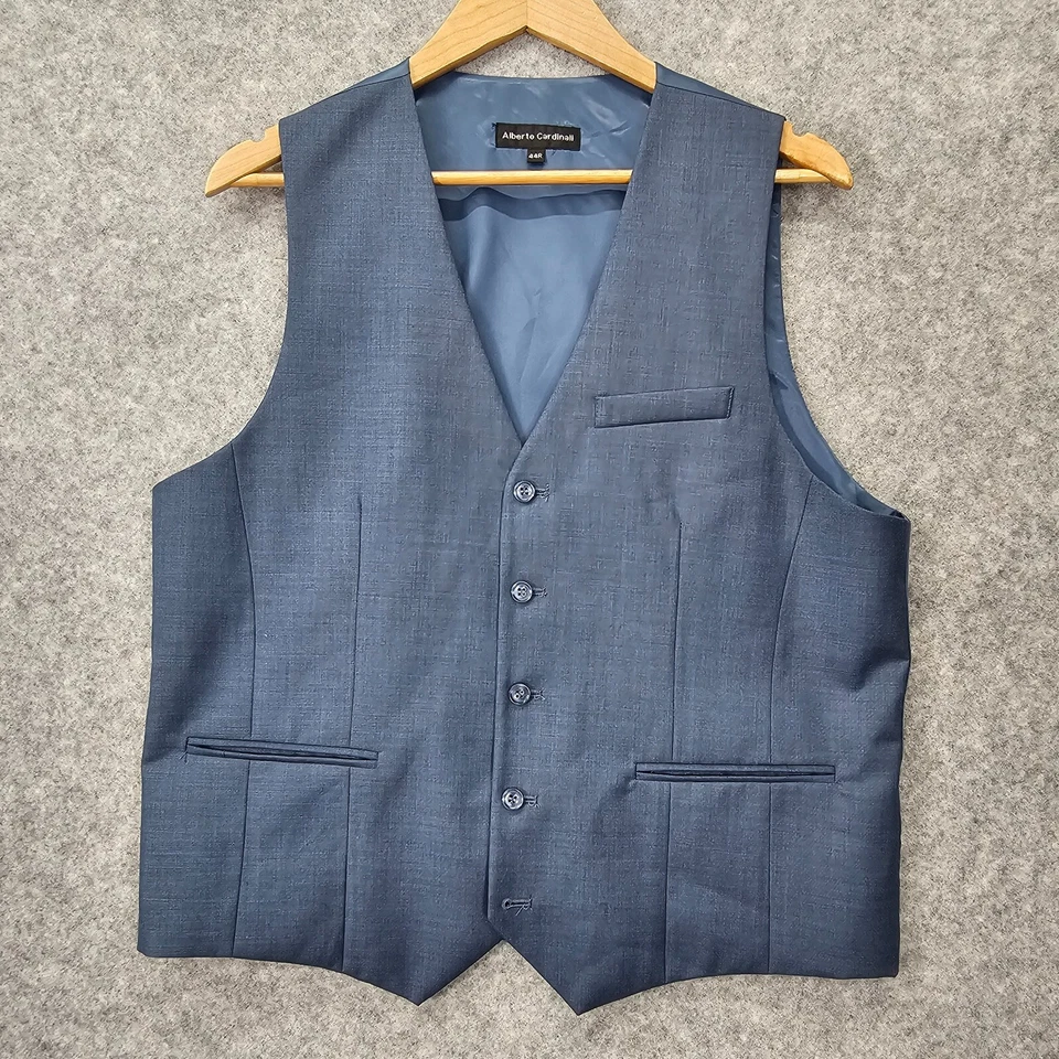 Мужской жилет жилет 42R средний синий ALBERTO CARDINALI костюм свадьбы выпускного вечера бизнеса - Изображение 1 из 4
