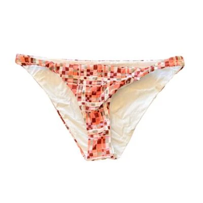 Parte inferior de bikini L SPACE bloque fiesta talla pequeña estampado geométrico naranja crema blanco Foto 1 de 4