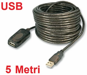 Prolunga USB maschio femmina 5m. Cavo M/F usb 2.0  PC 5 m Mouse hub tastiera - Foto 1 di 1