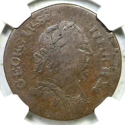 1787 NGC VF 25 Dbl Struck Machin's Mills Half Penny Colonial Copper Coin 1/2p - Image 1 of 3