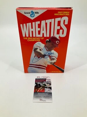 PETE ROSE CINCINNATI REDS SIGNED WHEATIES CEREAL BOX JSA COA - Image 1 of 4