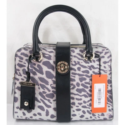 Cartera grande Karen Millen púrpura marfil gamuza leopardo cuero negro nueva con etiquetas  Foto 1 de 4