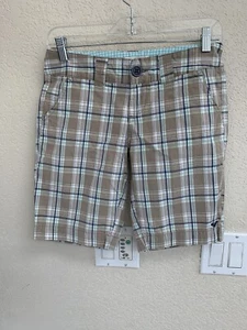 Roxy Khaki Turquoise Shorts Size 1 - Picture 1 of 7