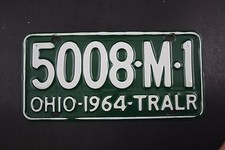 1964 Vintage Original Ohio License Plate 5008-M-1 Trailer